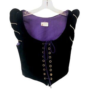 Renaissance Black Velvet Bodice with Shoulder Roll New Reversible Boned Sz 6